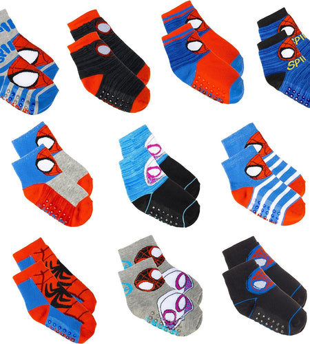 Spiderman Grip Socks, Socks for Toddler Boys, 10 Pack, Spider Man Toddler Gripper Socks, Amazing Spiderman Variety Pack