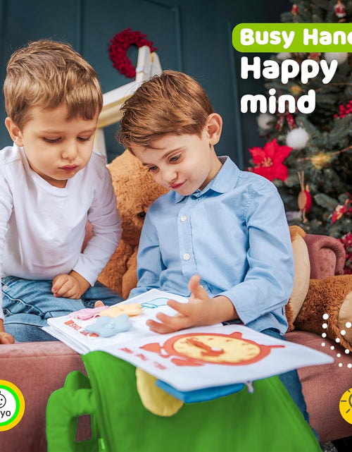 Load image into Gallery viewer, Quiet Book Montessori Toys for Toddlers – Learning Toy – Preschool Educational Toy with Toddler Activities Busy Book, Travel Toy for Boys &amp; Girls + Zipper Bag, Green
