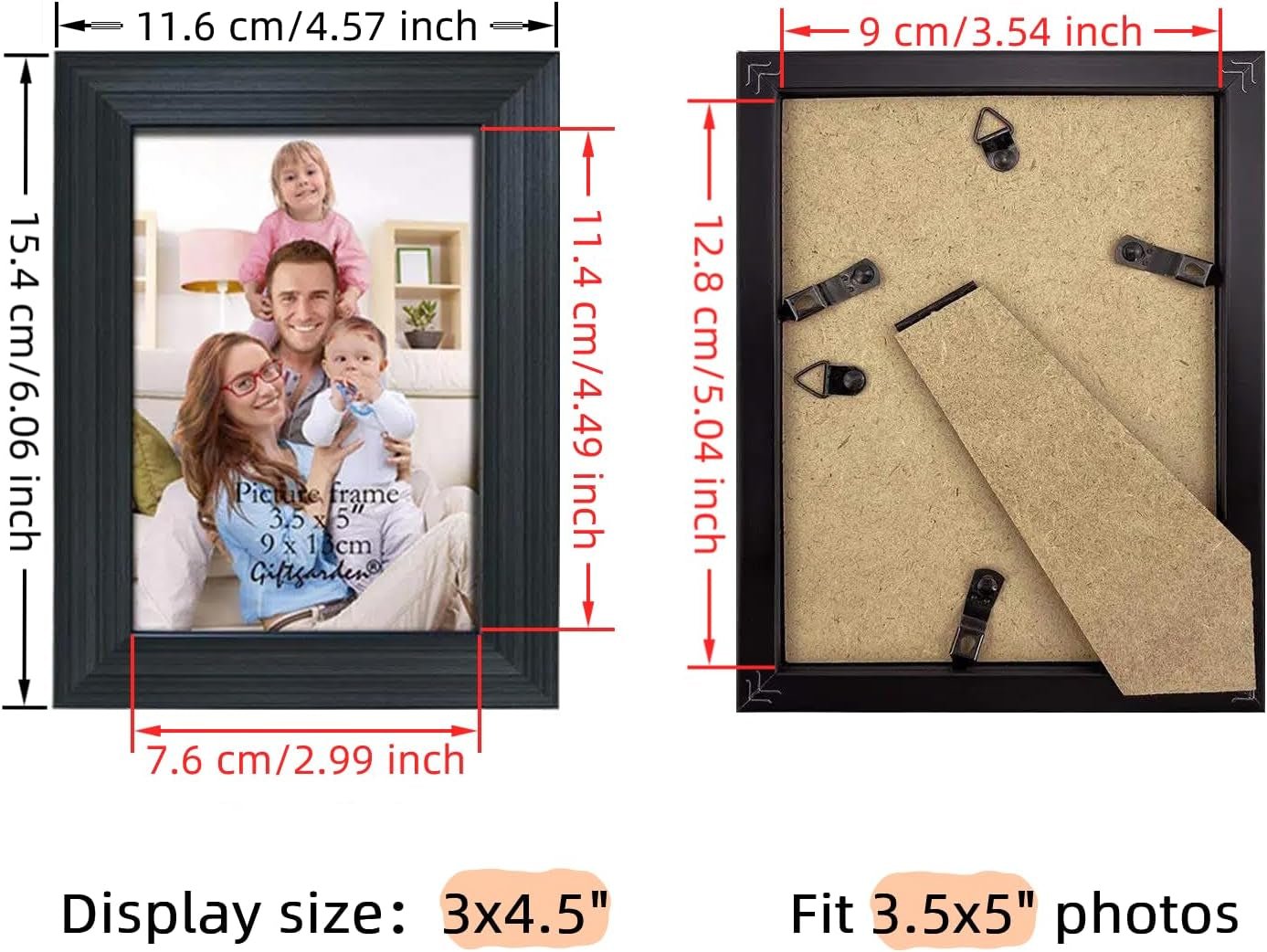 12 Pack 3.5X5 Black Picture Frame Bulk Set for Desktop Display or Wall Mounting - My Store