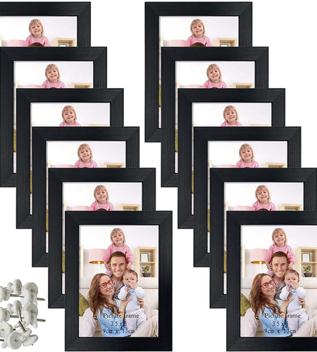 12 Pack 3.5X5 Black Picture Frame Bulk Set for Desktop Display or Wall Mounting - My Store