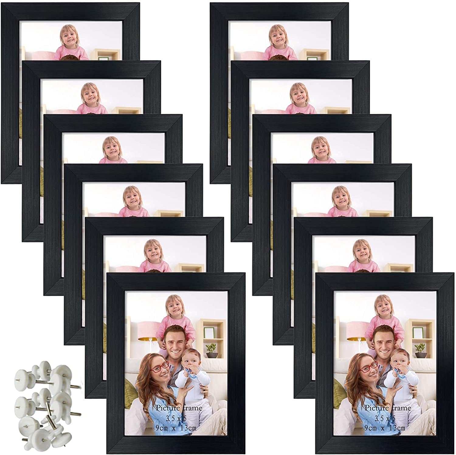 12 Pack 3.5X5 Black Picture Frame Bulk Set for Desktop Display or Wall Mounting - My Store