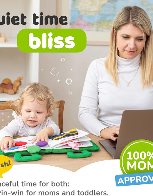 Load image into Gallery viewer, Quiet Book Montessori Toys for Toddlers – Learning Toy – Preschool Educational Toy with Toddler Activities Busy Book, Travel Toy for Boys &amp; Girls + Zipper Bag, Green
