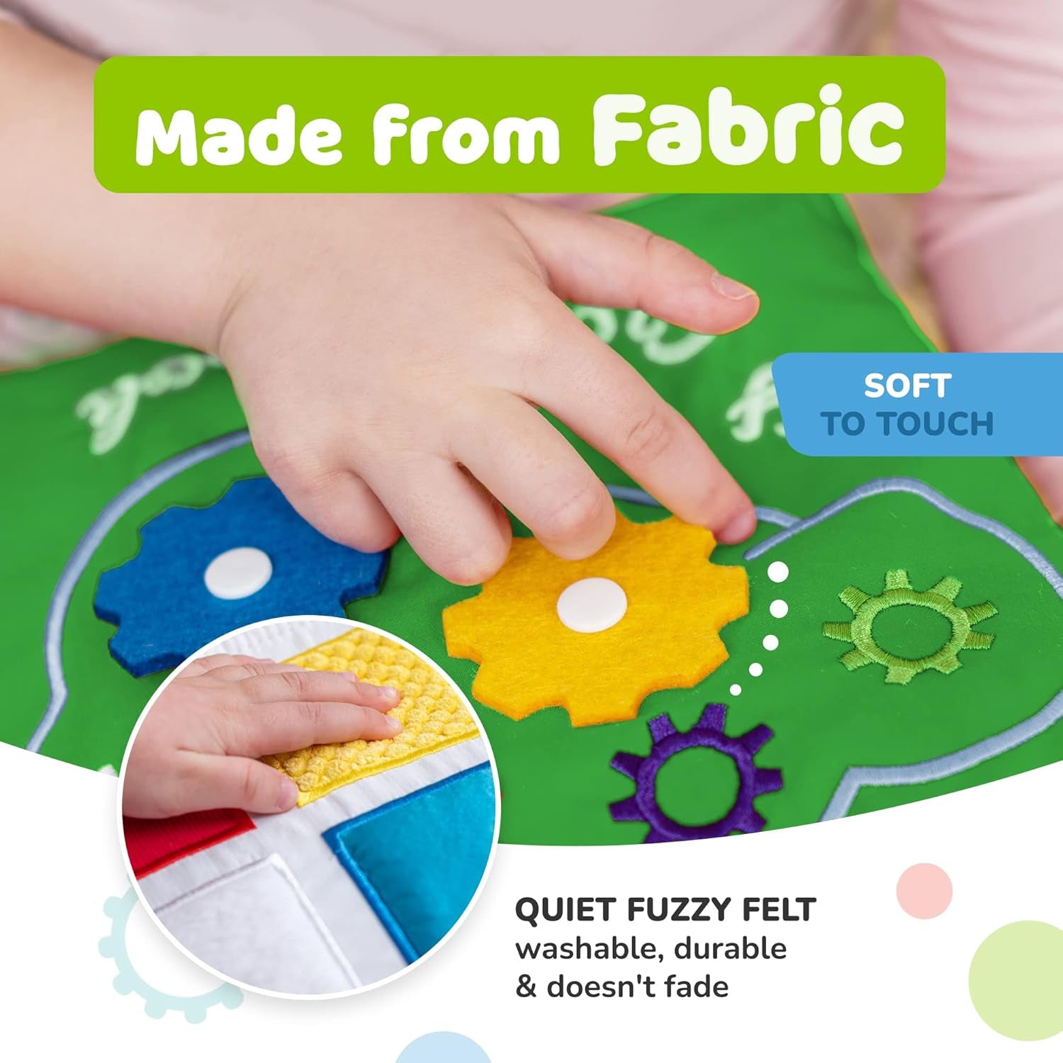 Quiet Book Montessori Toys for Toddlers – Learning Toy – Preschool Educational Toy with Toddler Activities Busy Book, Travel Toy for Boys & Girls + Zipper Bag, Green