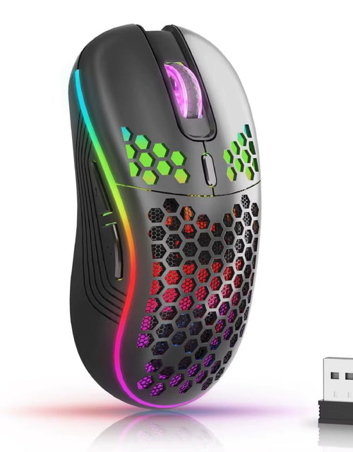 Load image into Gallery viewer, 2.4G Wireless Mouse with RGB Backlit 6 - Button 3 - Speed DPI Type C Rechargeable Ergonomic Honeycomb Design Gaming Mouse - My Store
