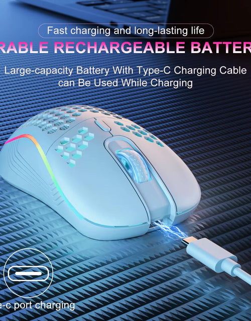Load image into Gallery viewer, 2.4G Wireless Mouse with RGB Backlit 6 - Button 3 - Speed DPI Type C Rechargeable Ergonomic Honeycomb Design Gaming Mouse - My Store
