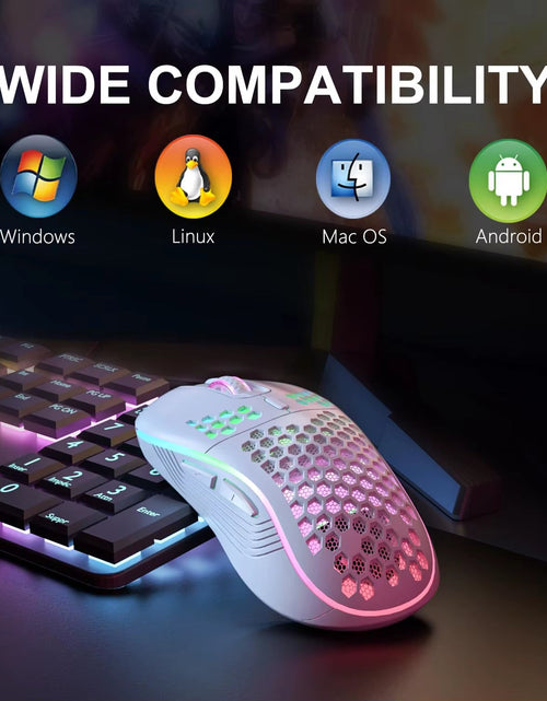 Load image into Gallery viewer, 2.4G Wireless Mouse with RGB Backlit 6 - Button 3 - Speed DPI Type C Rechargeable Ergonomic Honeycomb Design Gaming Mouse - My Store
