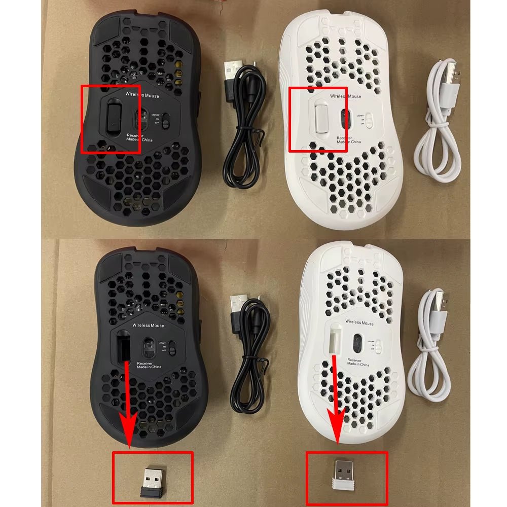 2.4G Wireless Mouse with RGB Backlit 6 - Button 3 - Speed DPI Type C Rechargeable Ergonomic Honeycomb Design Gaming Mouse - My Store