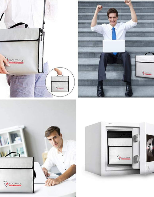 Load image into Gallery viewer, Fireproof Document &amp; Money Bags, Large Fireproof &amp; Water Resistant Bag (15 X 12 X 5 Inches), Fireproof Folder Safe Bag for Cash, Valuables &amp; Passport, with Silicone Coating &amp; Zipper Closure
