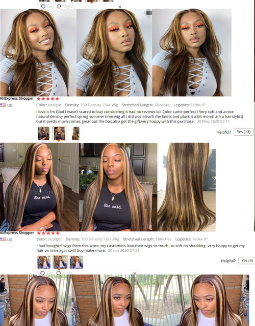 Load image into Gallery viewer, Preplucked Human Hair Lace Front Wig Highlight Straight 180% 13X6 Lace Frontal Wigs Curly Lace Frontal Wigs Swiss Lace
