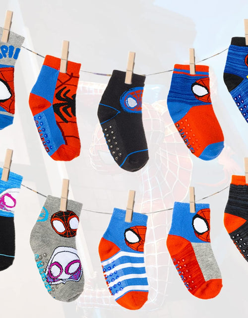 Load image into Gallery viewer, Spiderman Grip Socks, Socks for Toddler Boys, 10 Pack, Spider Man Toddler Gripper Socks, Amazing Spiderman Variety Pack
