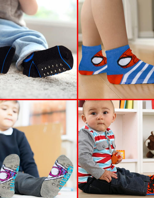 Load image into Gallery viewer, Spiderman Grip Socks, Socks for Toddler Boys, 10 Pack, Spider Man Toddler Gripper Socks, Amazing Spiderman Variety Pack
