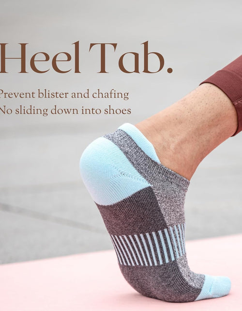 Load image into Gallery viewer, Women'S Athletic Ankle Socks with Heel Tab, Premium Cotton, Soft Cushion, Reinforced Toe, Arch Support, Pack of 6
