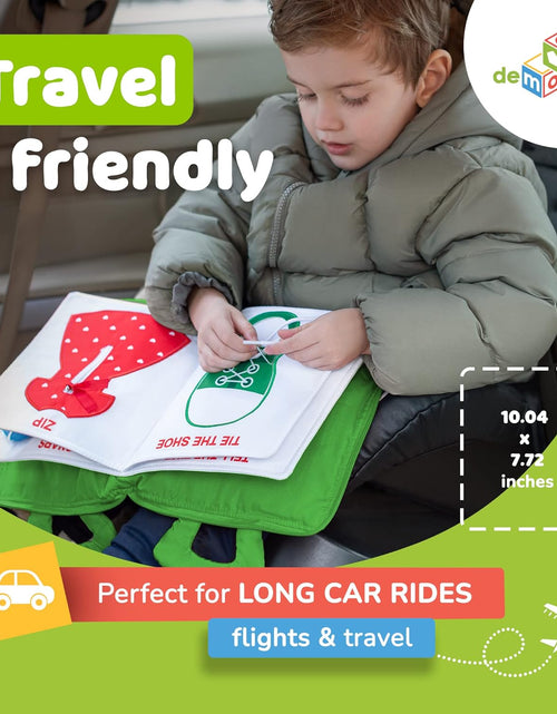 Load image into Gallery viewer, Quiet Book Montessori Toys for Toddlers – Learning Toy – Preschool Educational Toy with Toddler Activities Busy Book, Travel Toy for Boys &amp; Girls + Zipper Bag, Green
