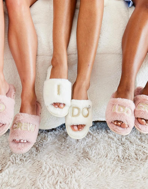 Load image into Gallery viewer, Women'S Giftable I Do &amp; I Do Crew Bride Slippers for Weddings and Bachelorette Party
