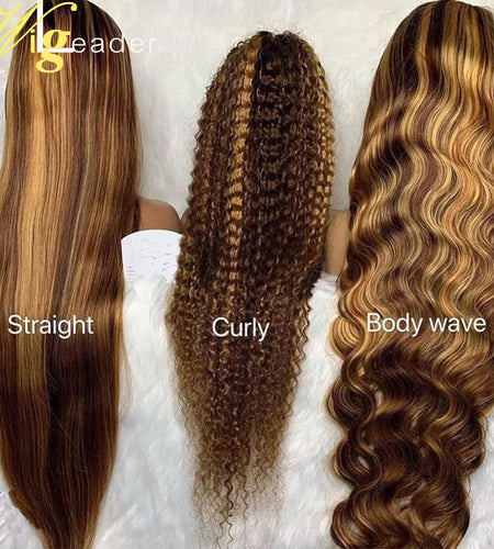 Preplucked Human Hair Lace Front Wig Highlight Straight 180% 13X6 Lace Frontal Wigs Curly Lace Frontal Wigs Swiss Lace