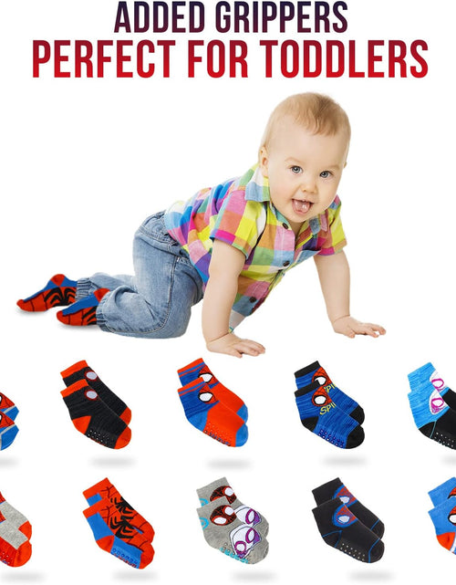 Load image into Gallery viewer, Spiderman Grip Socks, Socks for Toddler Boys, 10 Pack, Spider Man Toddler Gripper Socks, Amazing Spiderman Variety Pack
