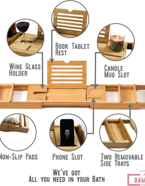 Load image into Gallery viewer, Bathtub Caddy Tray (Natural) - Bamboo Wood Bath Tray and Bath Caddy for a Home Spa Experience - My Store
