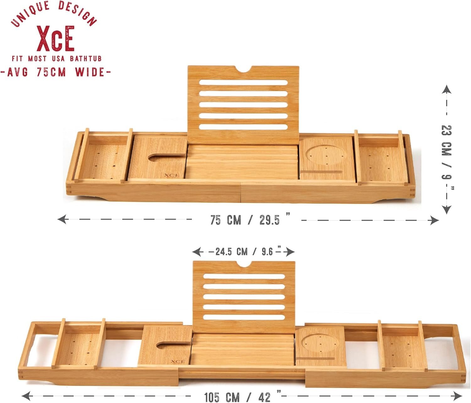 Bathtub Caddy Tray (Natural) - Bamboo Wood Bath Tray and Bath Caddy for a Home Spa Experience - My Store