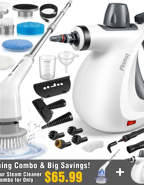 Load image into Gallery viewer, Pressurized Handheld Steam Cleaner &amp; Rechargeable Spin Scrubber
