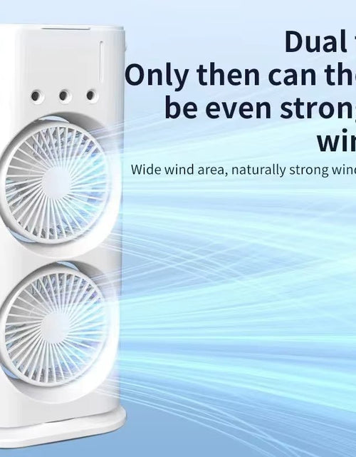 Load image into Gallery viewer, BreezeGlow™ 2 - in - 1 Dual Mist Cooling Fan – Chill, Hydrate &amp; Light Up Your Space - My Store
