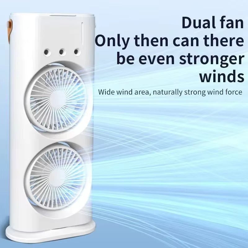 BreezeGlow™ 2 - in - 1 Dual Mist Cooling Fan – Chill, Hydrate & Light Up Your Space - My Store