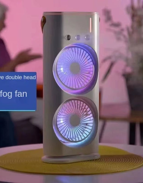Load image into Gallery viewer, BreezeGlow™ 2 - in - 1 Dual Mist Cooling Fan – Chill, Hydrate &amp; Light Up Your Space - My Store
