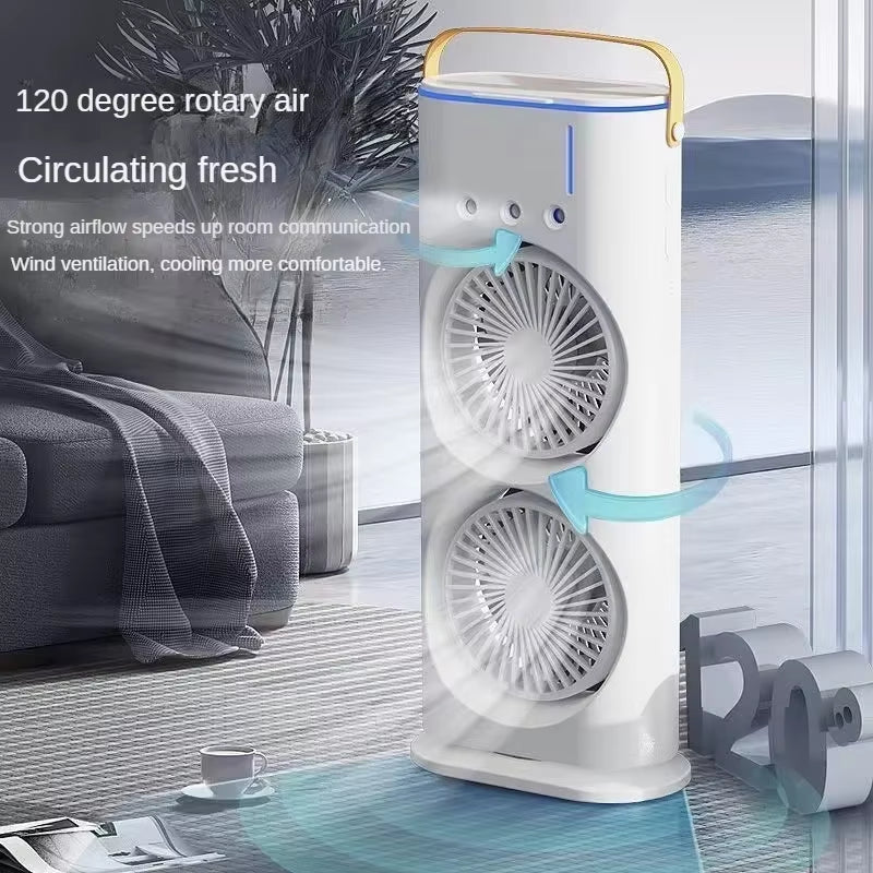 BreezeGlow™ 2 - in - 1 Dual Mist Cooling Fan – Chill, Hydrate & Light Up Your Space - My Store