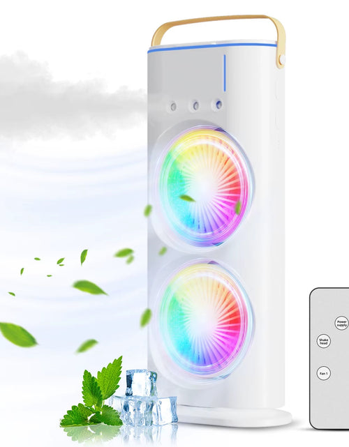 Load image into Gallery viewer, BreezeGlow™ 2 - in - 1 Dual Mist Cooling Fan – Chill, Hydrate &amp; Light Up Your Space - My Store
