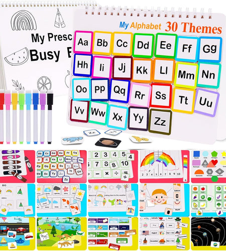 Busy Book for Kids, Montessori Preschool Learning Activities,30 Themes Book with 8 Marker, Workbook Activity Binder/Toys for Toddlers 1 - 3, Autism Learning Materials and Tracing Coloring Book - My Store