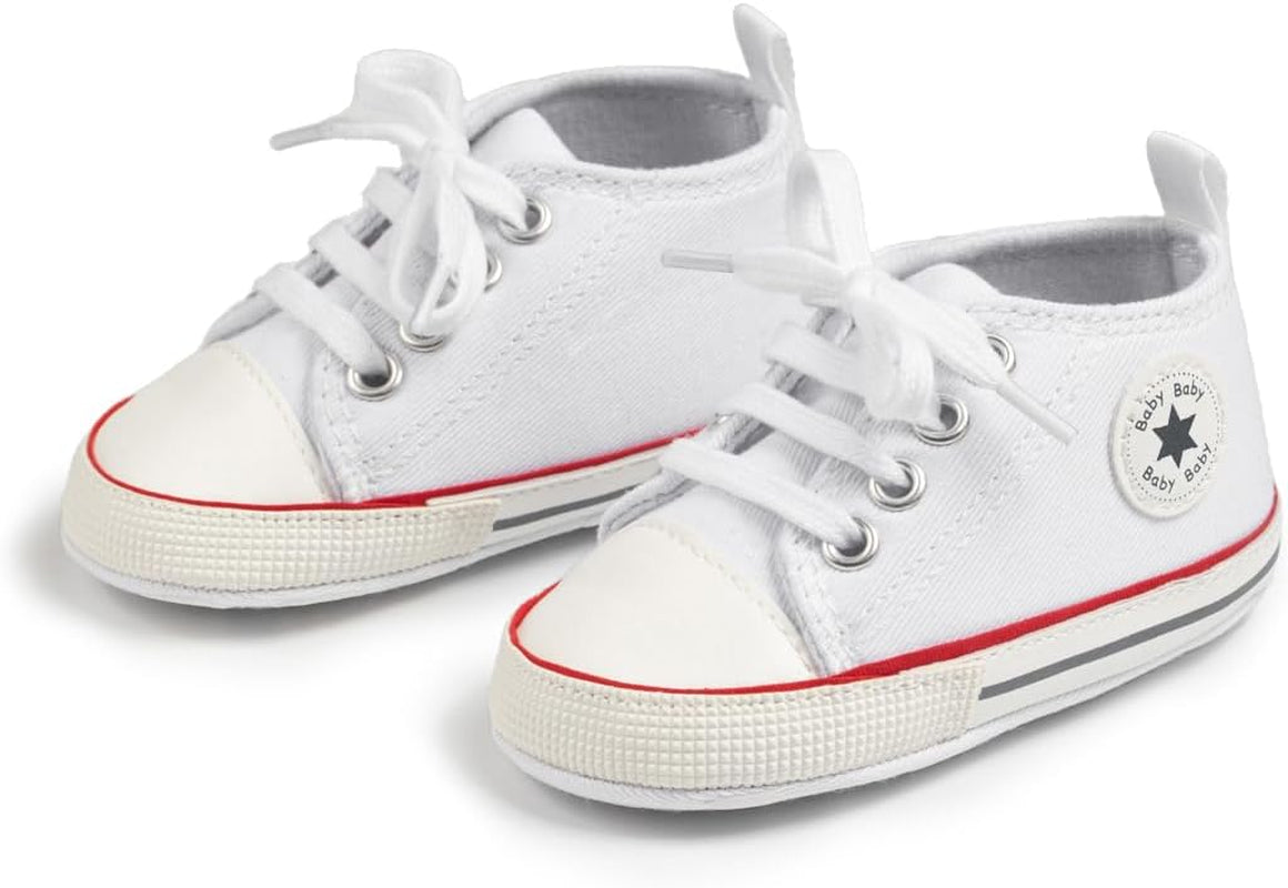 Unisex Baby Boy Girl Canvas Sneaker Soft Sole Ankle Infant First Walkers Crib Shoe