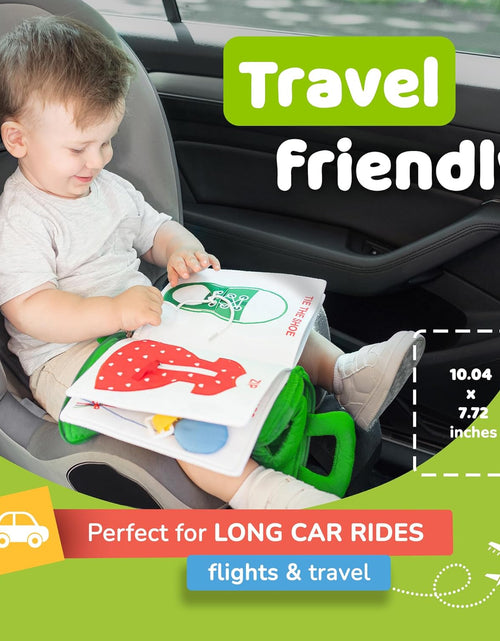 Load image into Gallery viewer, Quiet Book Montessori Toys for Toddlers – Learning Toy – Preschool Educational Toy with Toddler Activities Busy Book, Travel Toy for Boys &amp; Girls + Zipper Bag, Green
