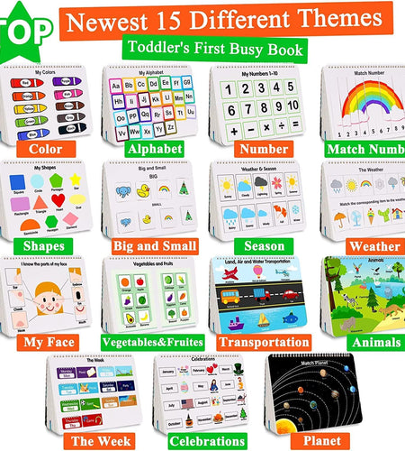 Busy Book for Kids, Montessori Preschool Learning Activities,30 Themes Book with 8 Marker, Workbook Activity Binder/Toys for Toddlers 1-3, Autism Learning Materials and Tracing Coloring Book