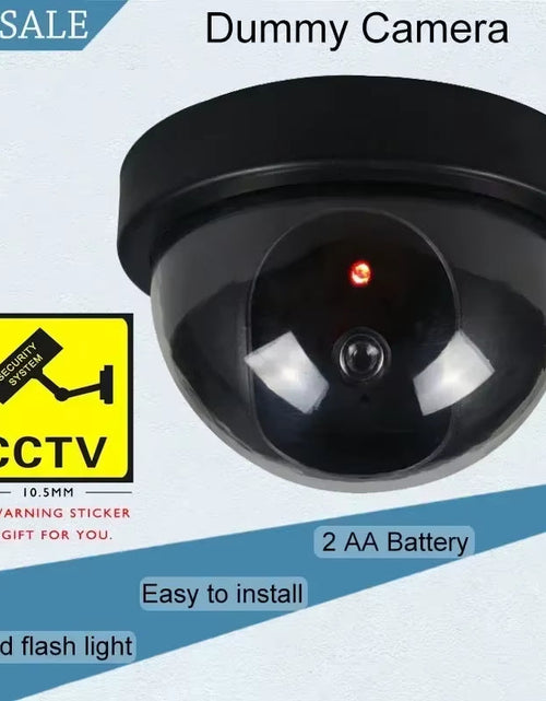 Load image into Gallery viewer, Creative Black Plastic Dome CCTV Dummy Camera Flashing Led Fake Camera Power via AA Battery Surveillance Security System
