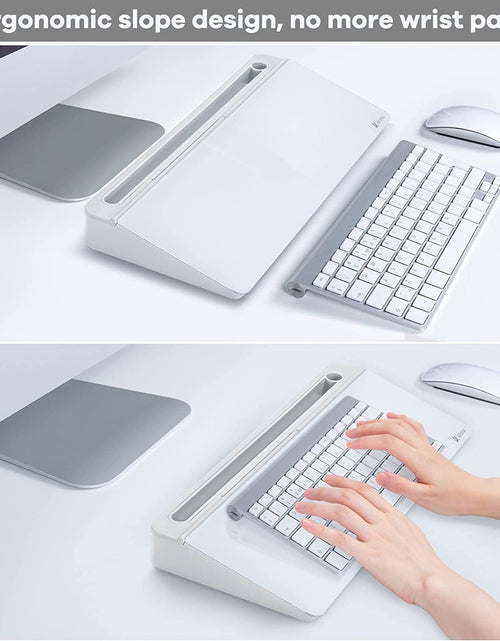 Load image into Gallery viewer, Desk Whiteboard Dry Erase Glass Whiteboard, Desktop White Board with Storage To - Do List Memo Notepad Desktop Buddy Keyboard Stand for Home Office and School Accessories Supplies (White) - My Store
