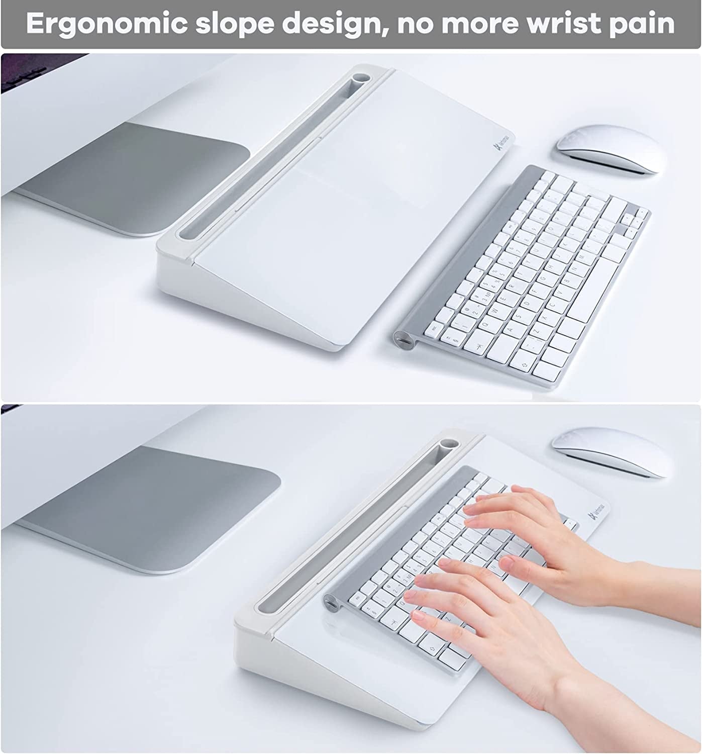 Desk Whiteboard Dry Erase Glass Whiteboard, Desktop White Board with Storage To - Do List Memo Notepad Desktop Buddy Keyboard Stand for Home Office and School Accessories Supplies (White) - My Store