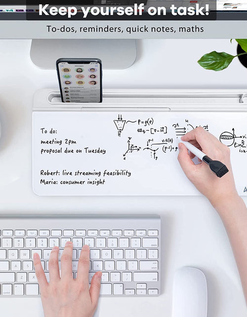 Load image into Gallery viewer, Desk Whiteboard Dry Erase Glass Whiteboard, Desktop White Board with Storage To - Do List Memo Notepad Desktop Buddy Keyboard Stand for Home Office and School Accessories Supplies (White) - My Store

