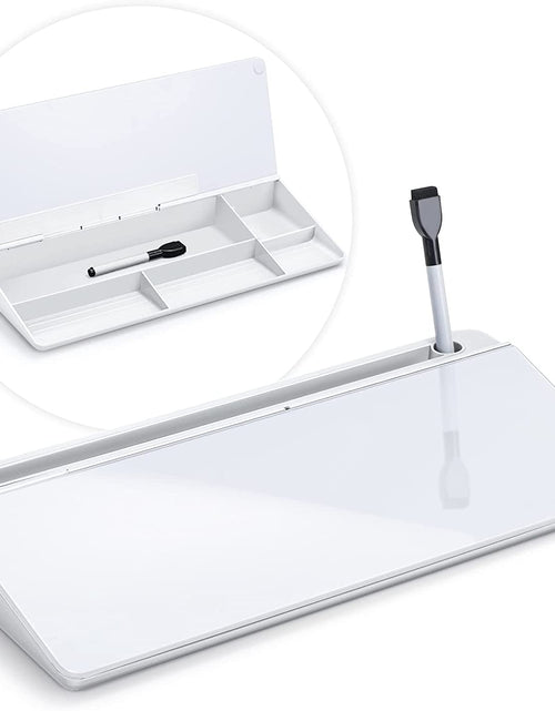 Load image into Gallery viewer, Desk Whiteboard Dry Erase Glass Whiteboard, Desktop White Board with Storage To - Do List Memo Notepad Desktop Buddy Keyboard Stand for Home Office and School Accessories Supplies (White) - My Store

