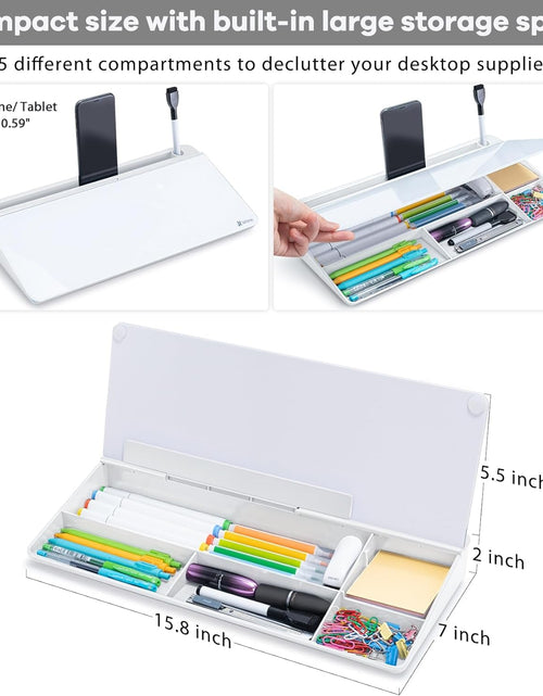 Load image into Gallery viewer, Desk Whiteboard Dry Erase Glass Whiteboard, Desktop White Board with Storage To - Do List Memo Notepad Desktop Buddy Keyboard Stand for Home Office and School Accessories Supplies (White) - My Store
