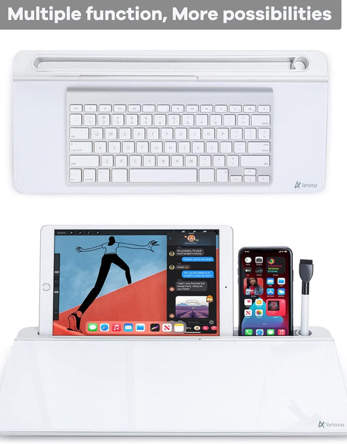 Load image into Gallery viewer, Desk Whiteboard Dry Erase Glass Whiteboard, Desktop White Board with Storage To - Do List Memo Notepad Desktop Buddy Keyboard Stand for Home Office and School Accessories Supplies (White) - My Store
