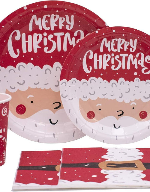 Load image into Gallery viewer, Disposable Christmas Paper Plates, Napkins, Cups &amp; Straws Set for 20 (Red) - My Store
