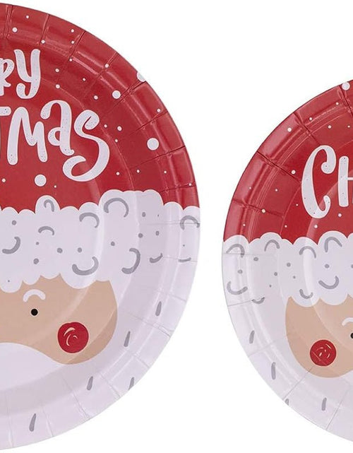 Load image into Gallery viewer, Disposable Christmas Paper Plates, Napkins, Cups &amp; Straws Set for 20 (Red) - My Store
