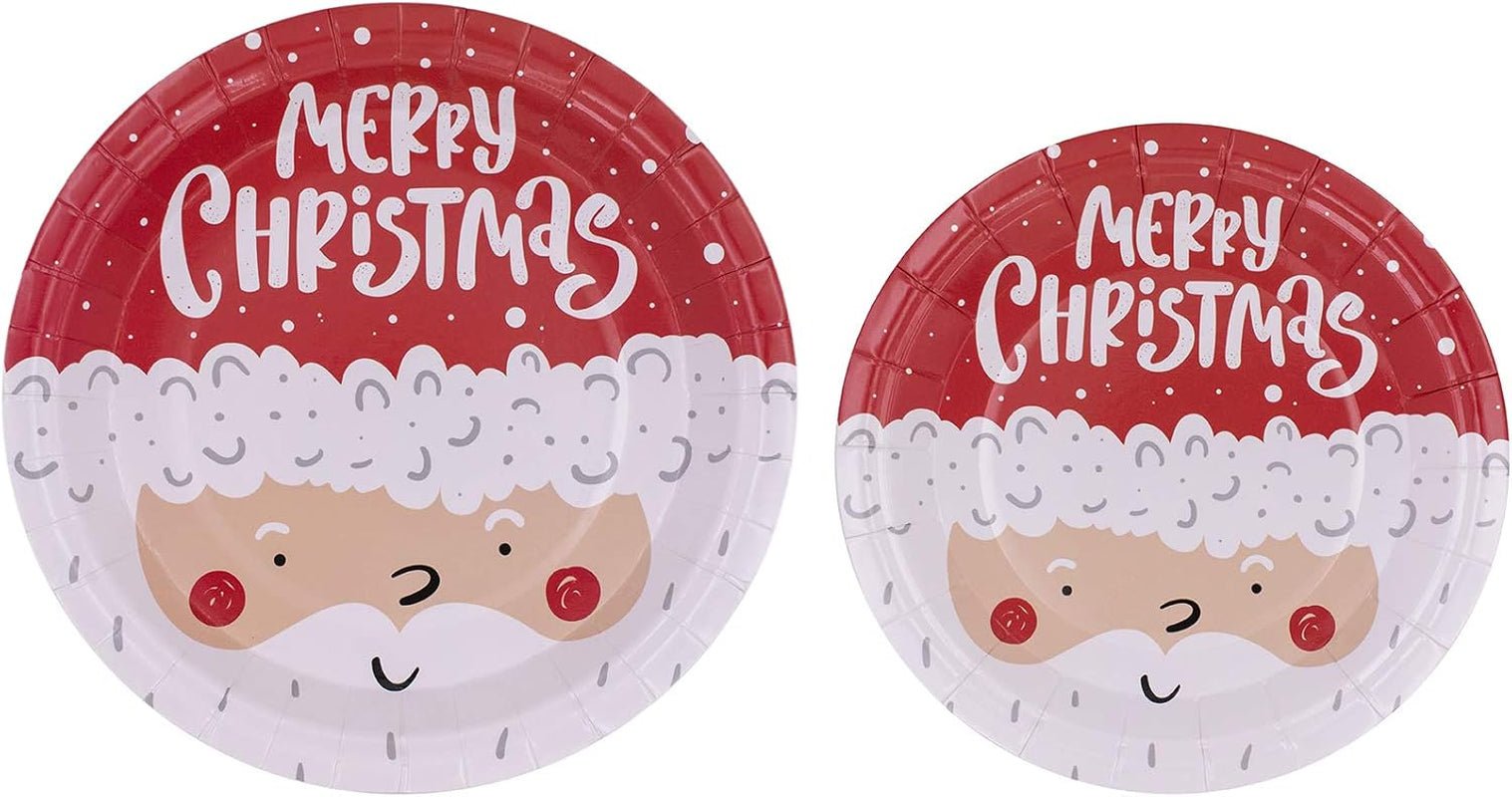 Disposable Christmas Paper Plates, Napkins, Cups & Straws Set for 20 (Red) - My Store