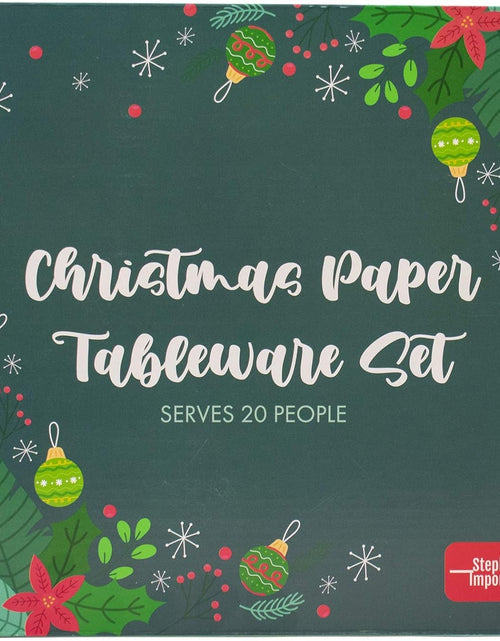 Load image into Gallery viewer, Disposable Christmas Paper Plates, Napkins, Cups &amp; Straws Set for 20 (Red) - My Store
