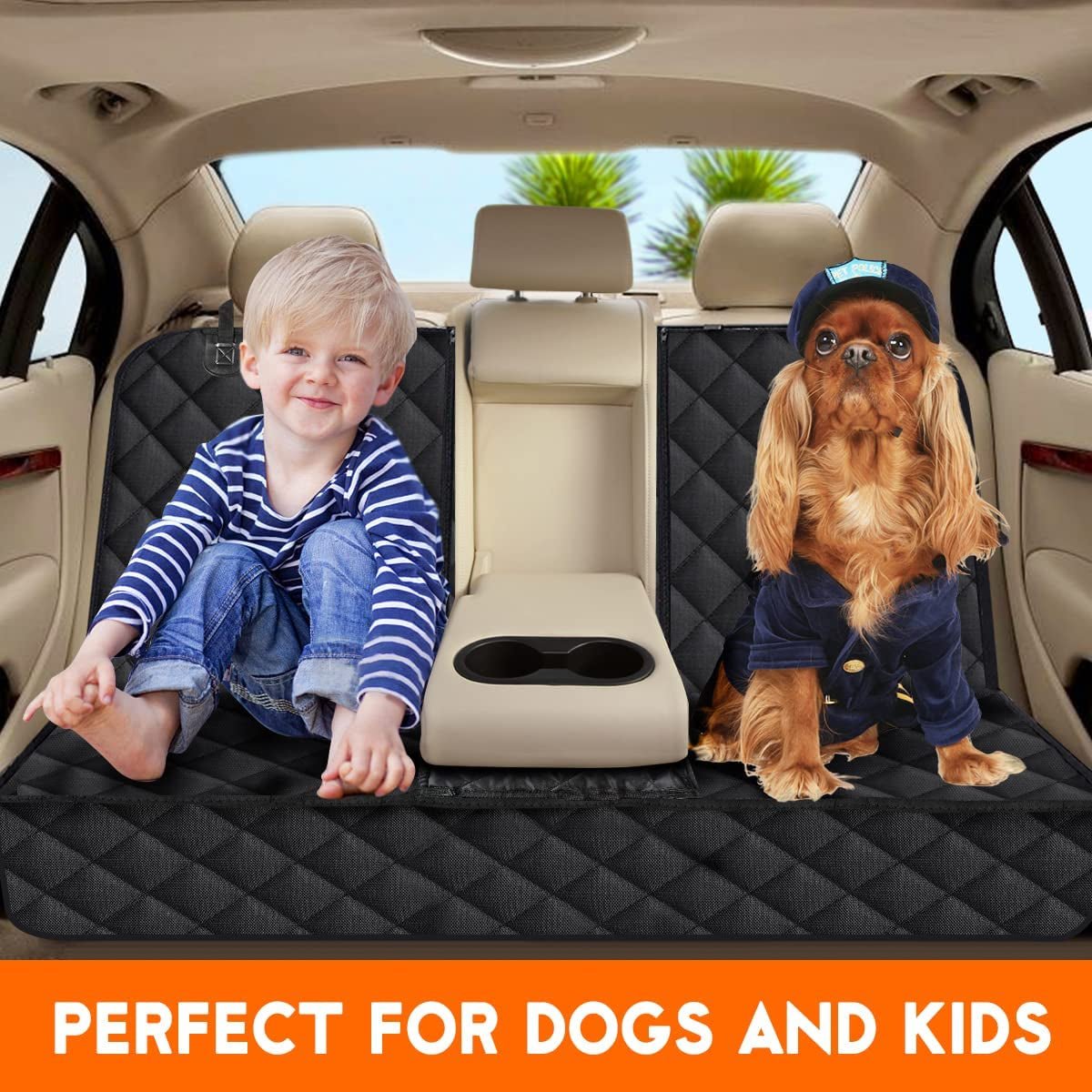 Dog Car Seat Cover, Back Seat Cover for Dogs Pet Car Seat Protector Waterproof Bench Car Seat Cover, Non - Slip Reat Seat Cover Fits Middle Armrest for Most Cars Trucks Suvs - Black - My Store