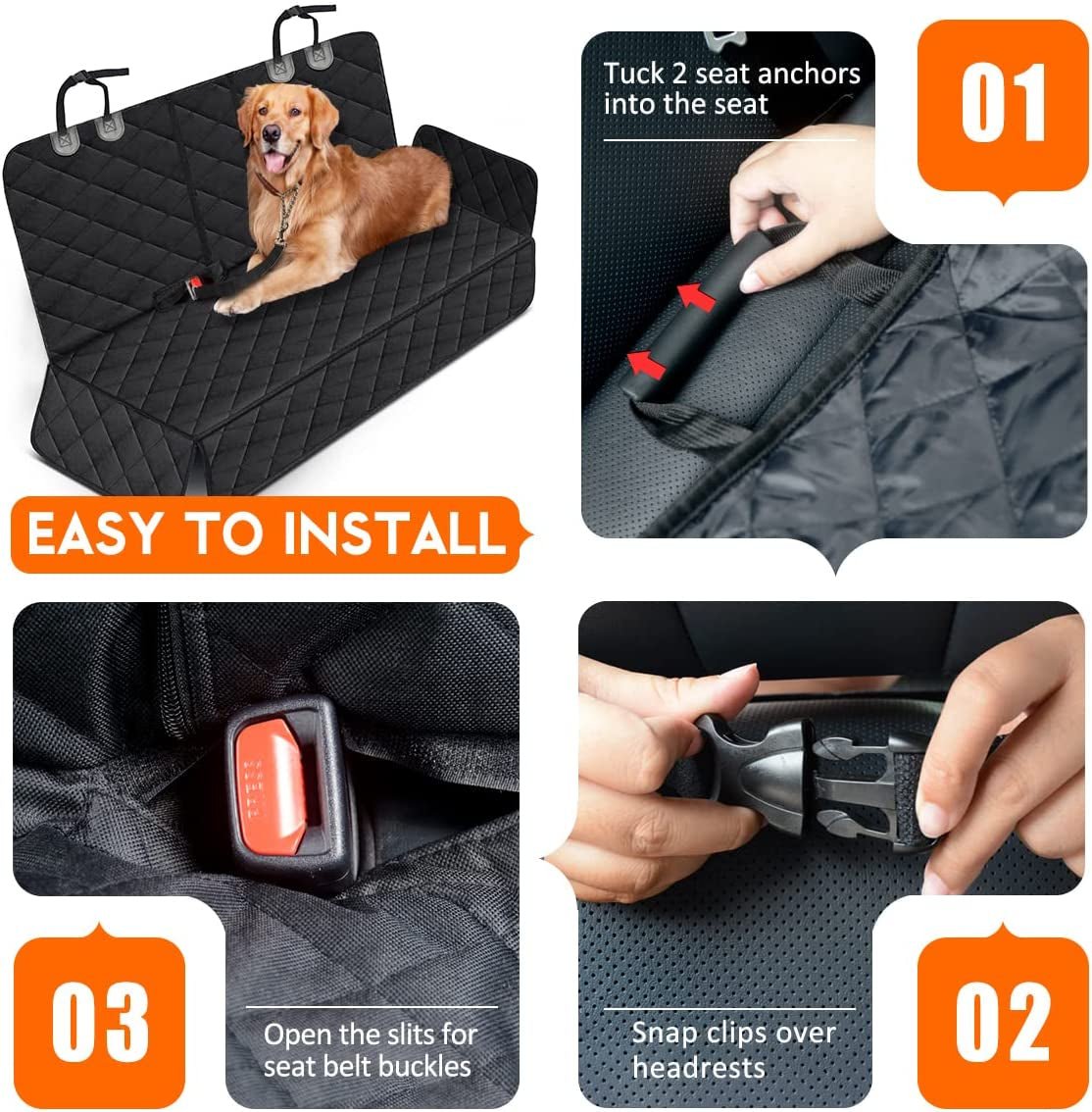 Dog Car Seat Cover, Back Seat Cover for Dogs Pet Car Seat Protector Waterproof Bench Car Seat Cover, Non - Slip Reat Seat Cover Fits Middle Armrest for Most Cars Trucks Suvs - Black - My Store