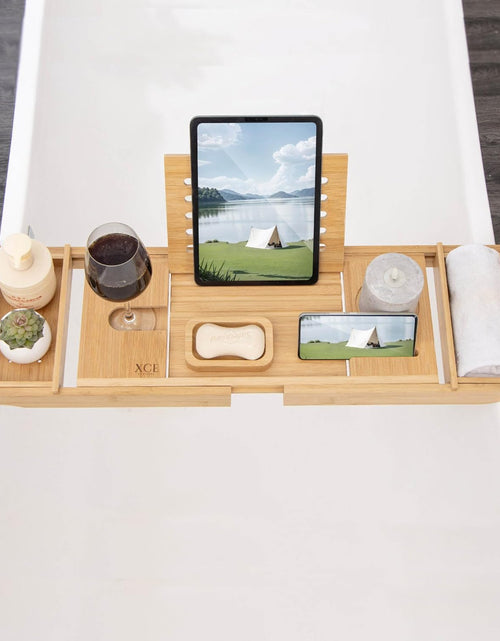 Load image into Gallery viewer, Bathtub Caddy Tray (Natural)- Bamboo Wood Bath Tray and Bath Caddy for a Home Spa Experience
