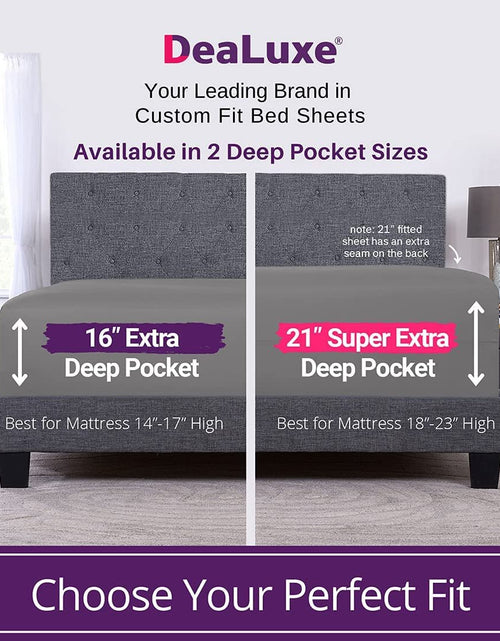 Load image into Gallery viewer, Fitted Sheets Queen Size – Queen Fitted Sheet Only Deep Pocket – Soft 21” Extra Deep Pocket Queen Fitted Sheets Fit Perfectly 17”–23” Deep Mattress &amp; Toppers – 1 Bottom Sheet Grey Fitted Sheet Queen - My Store
