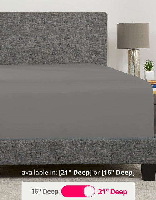 Load image into Gallery viewer, Fitted Sheets Queen Size – Queen Fitted Sheet Only Deep Pocket – Soft 21” Extra Deep Pocket Queen Fitted Sheets Fit Perfectly 17”–23” Deep Mattress &amp; Toppers – 1 Bottom Sheet Grey Fitted Sheet Queen - My Store
