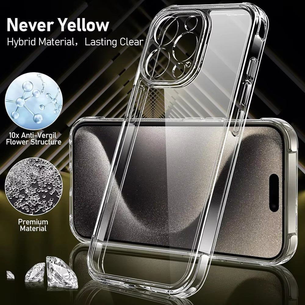 For Iphone 17 16 15 Pro Max Phone Case for Iphone 16 15 14 13 Mini 12 11 Pro Transparent Case Iphone16 plus Cover - My Store