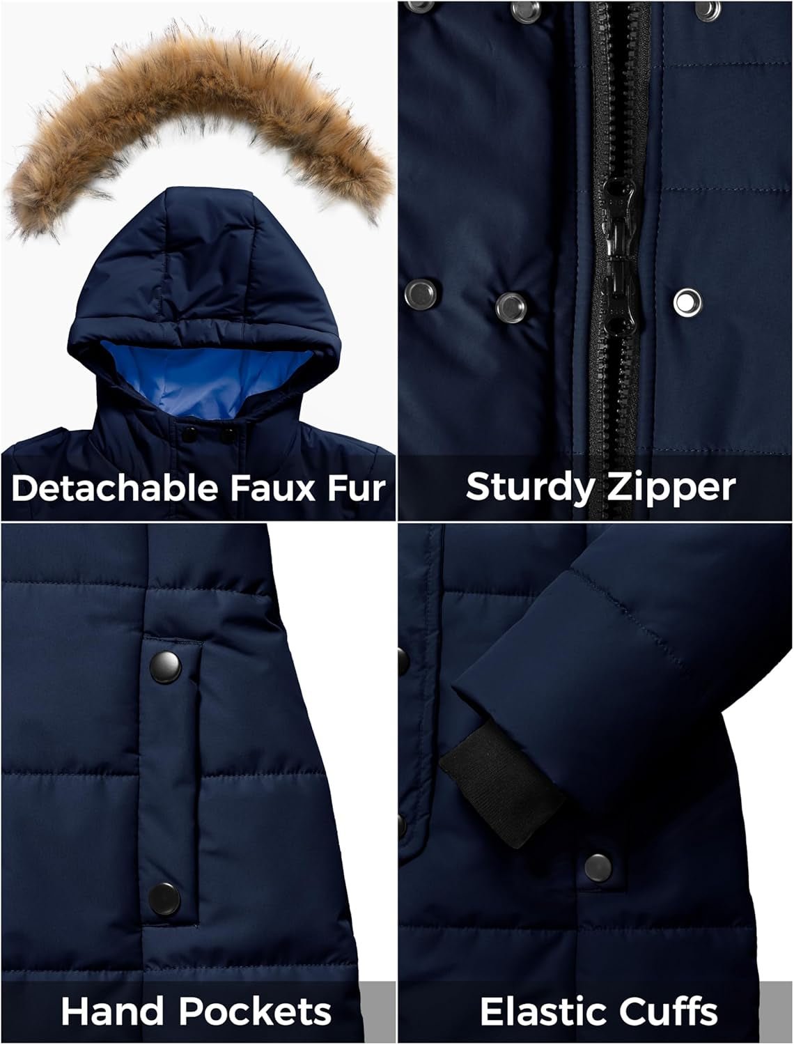 Girls' Long Winter Coat Parka Water Resistant Warm Puffer Jacket - My Store